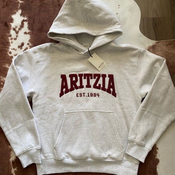 Aritzia Sweaters - Aritzia Cream Sweatfleece Hoodie with Black Label